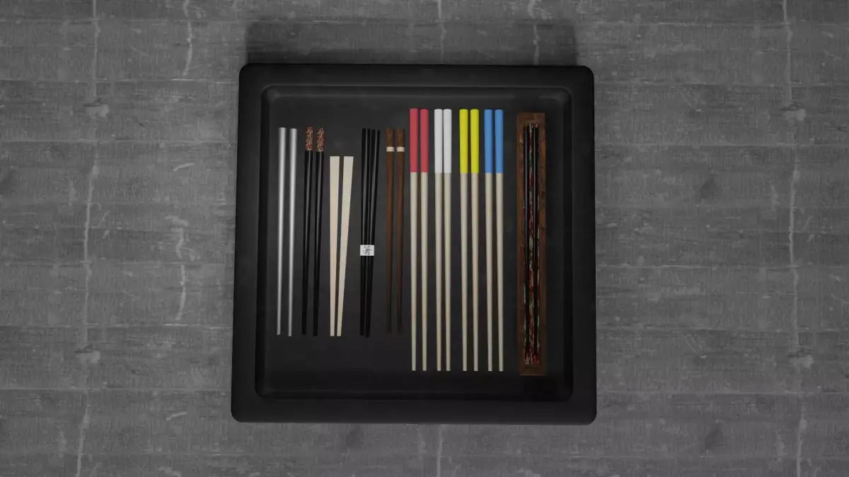 chopsticks set of in box Low-poly 3D model