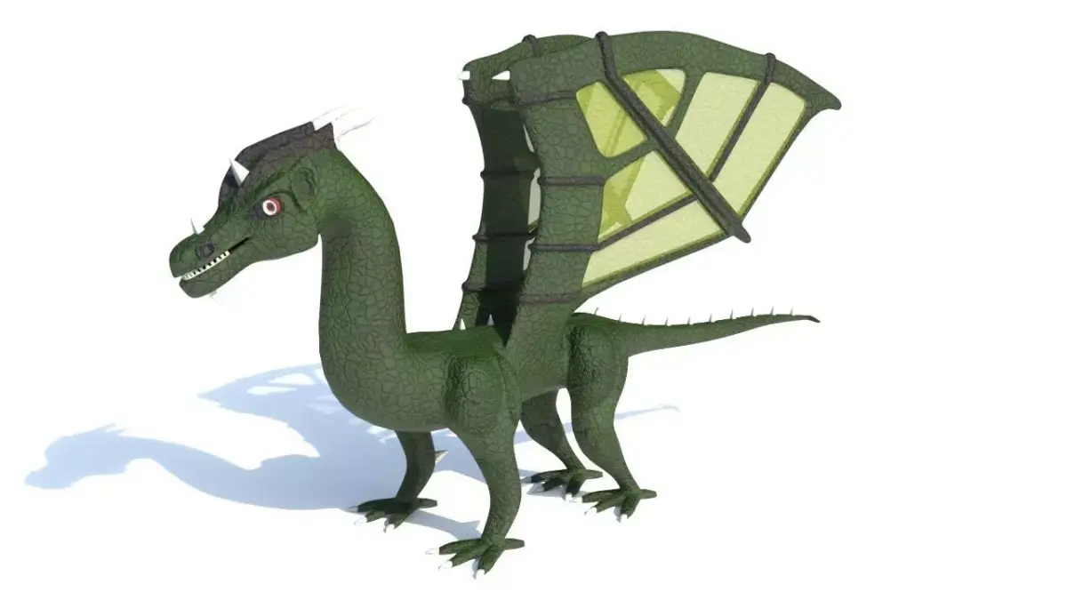 ugly midget green dragon Low-poly 3D model