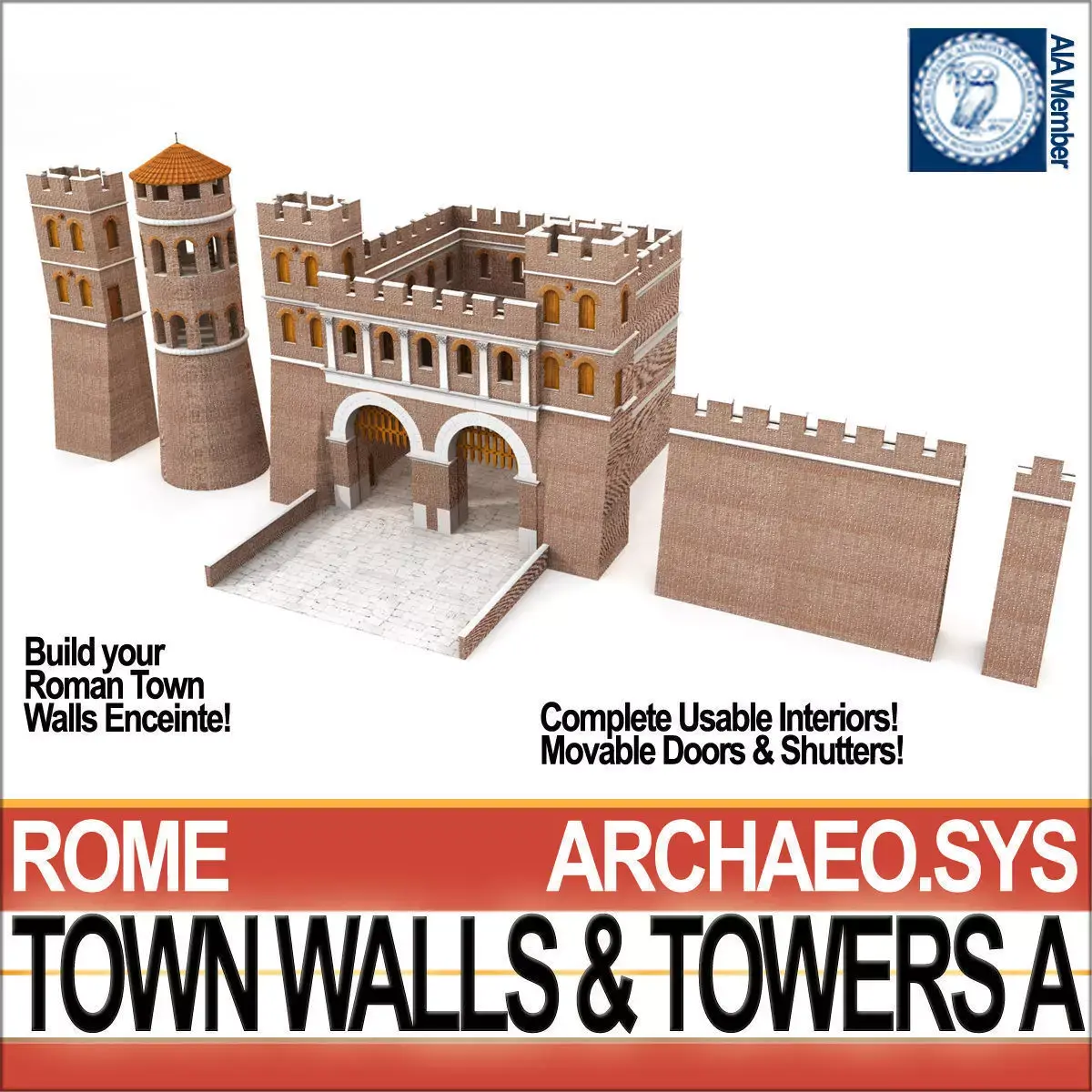 Ancient Roman Town Walls And Towers A 3D model
