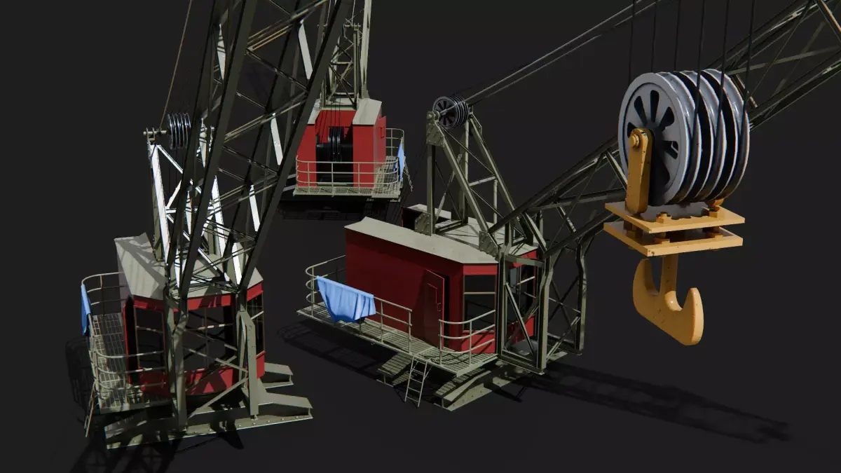 Mobile port Crane heavy duty lift hoist 3D model 3D model