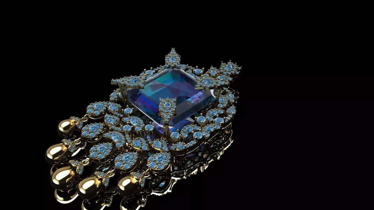 Blue Rhinestone Drop Earrings 3D print model purchase