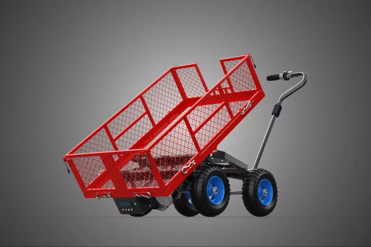 ELECTRIC METAL STEEL GRID WIREMESH NET CAGE CART WAGON TILT BED 3D model