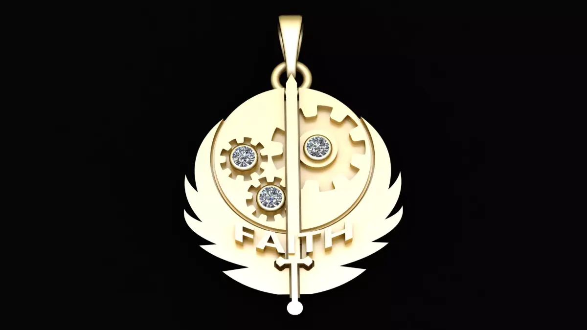 Brotherhood Faith Medallion Sword and Gear 3D Printable Pendant 3D print model