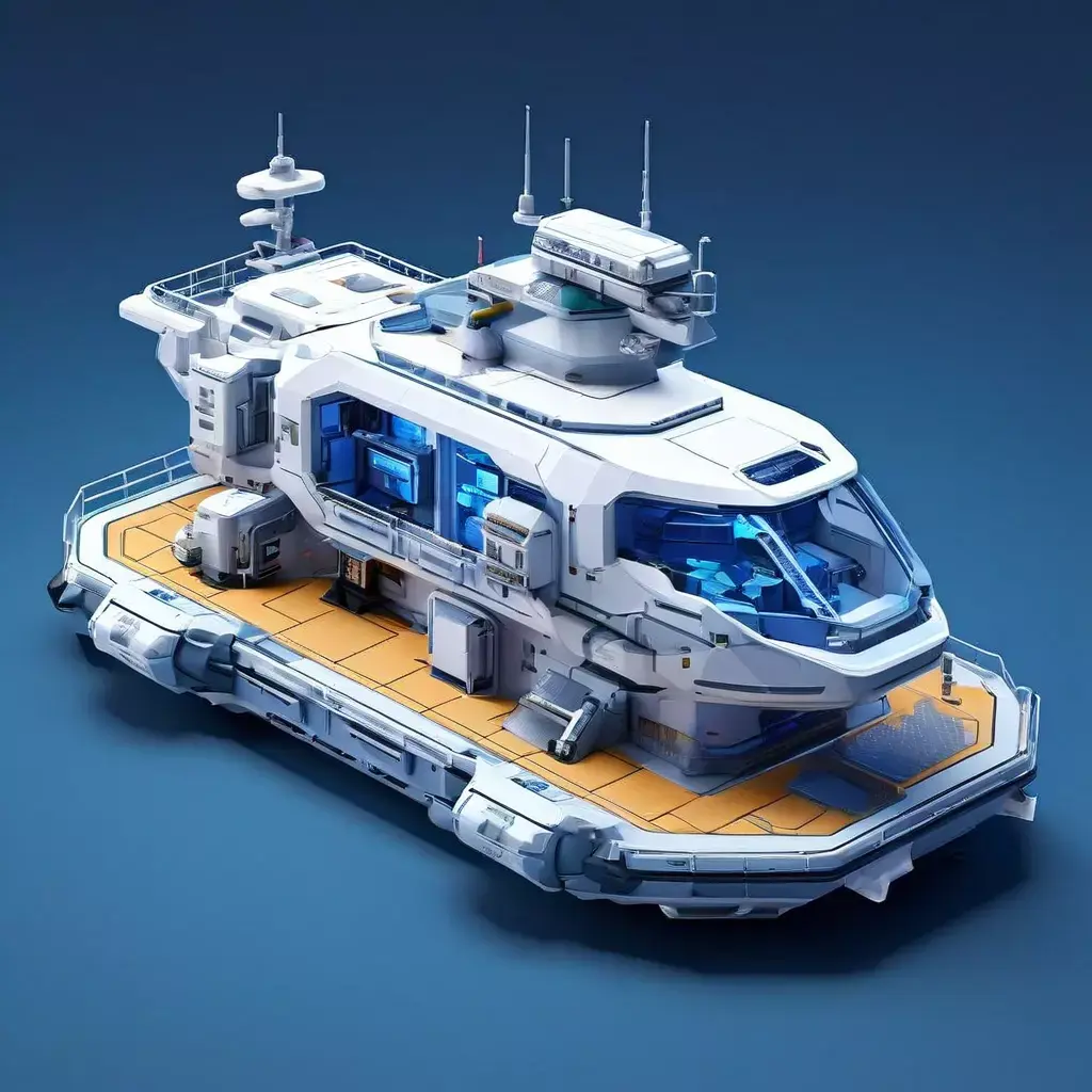 SciFi Futuristic Landing Ship Model Low-poly 3D model