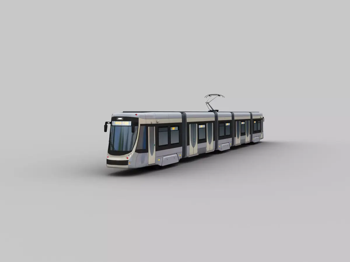 Low Poly Tram 18 Low-poly 3D model