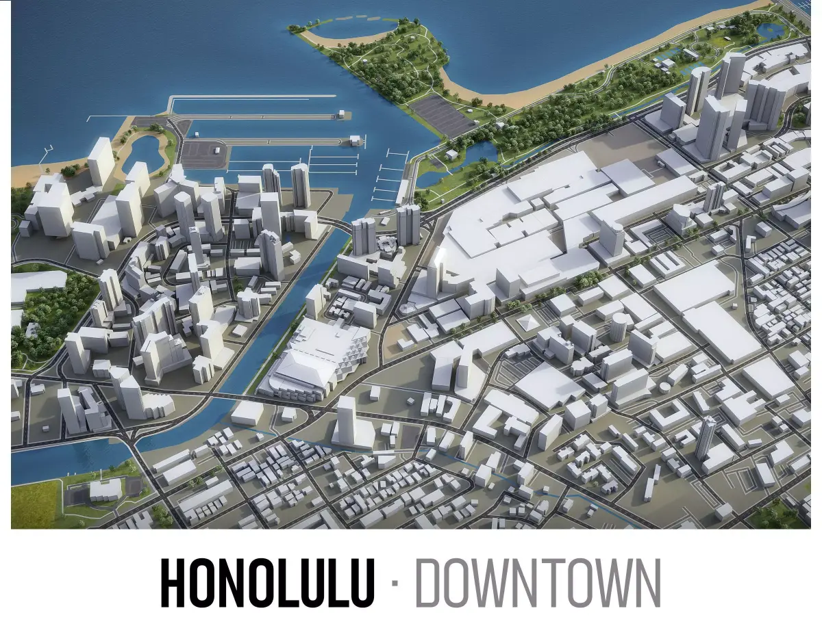 Honolulu Low-poly 3D model