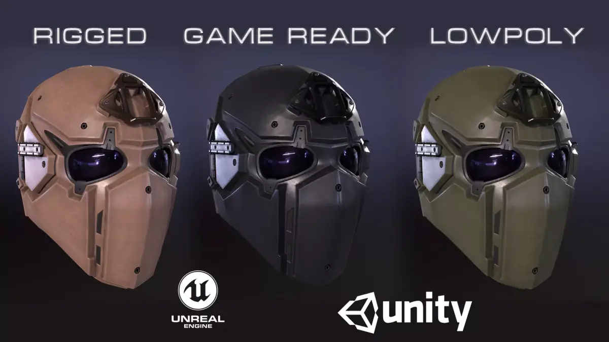 Ronin Ballistic Helmet Low-poly 3D model