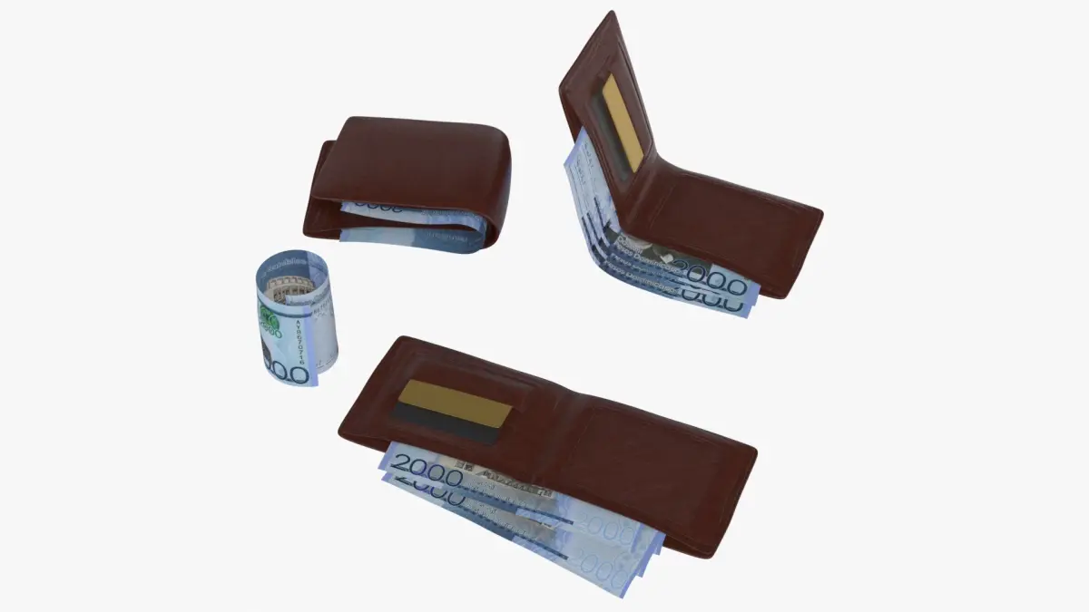 Dominican 2000 Pesos Wallet Money Purse 3D model