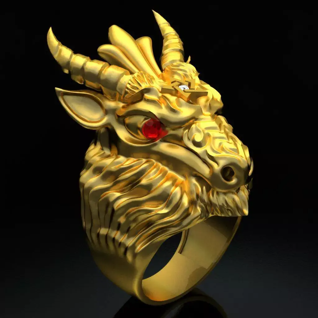Nhan Nam Dau De - Men Ring Goat Head 3D print model