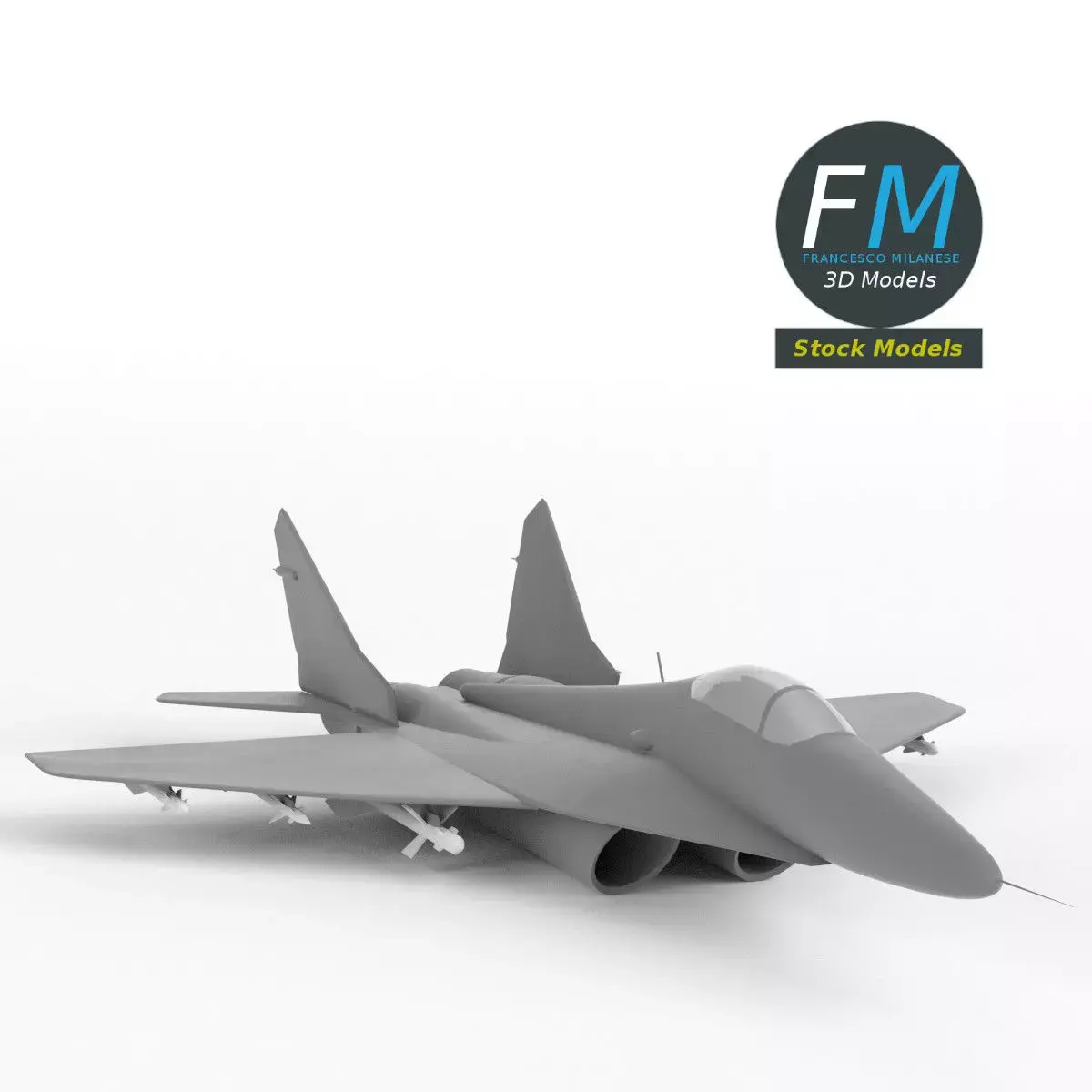 Stylized Twin-Engine Fighter Jet base mesh 3D model