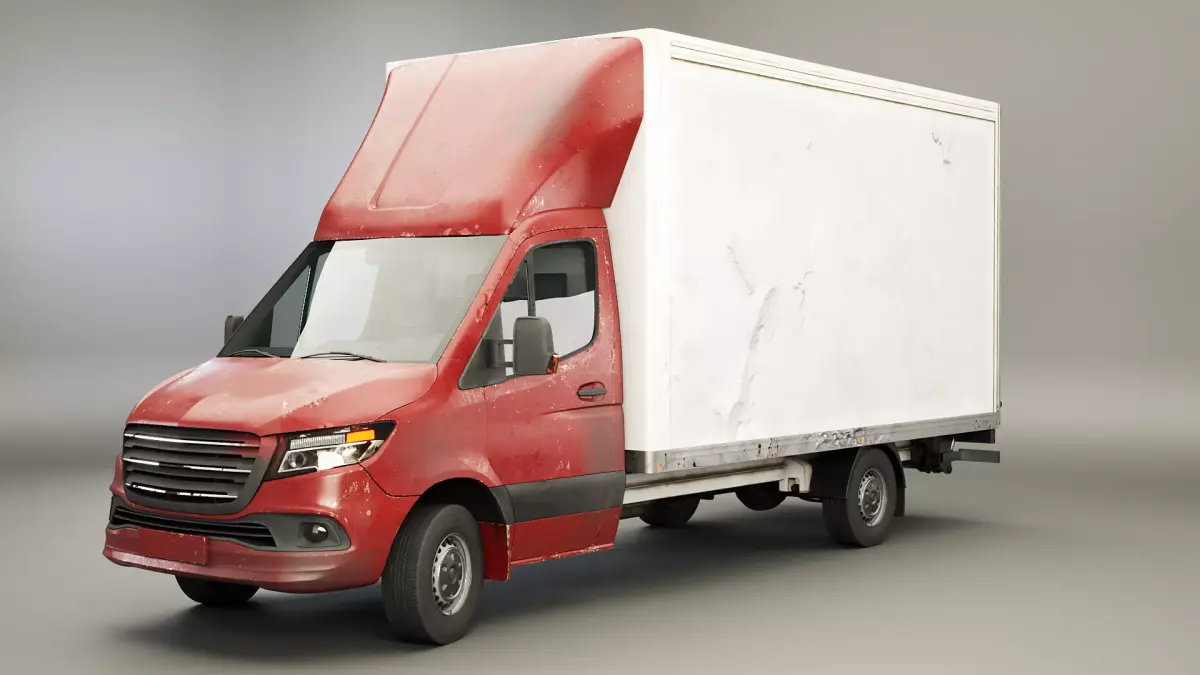 Generic Tail Lift Box Van Used Low-poly 3D model