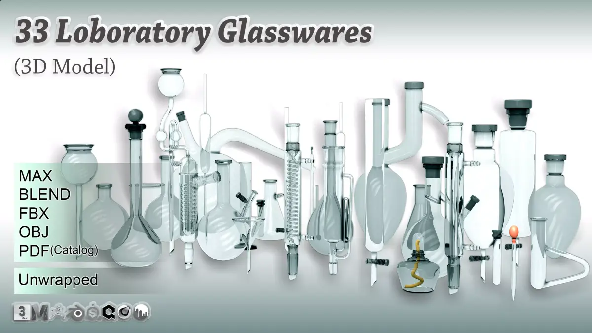 33 Laboratory glasswares 3D Model 3D model