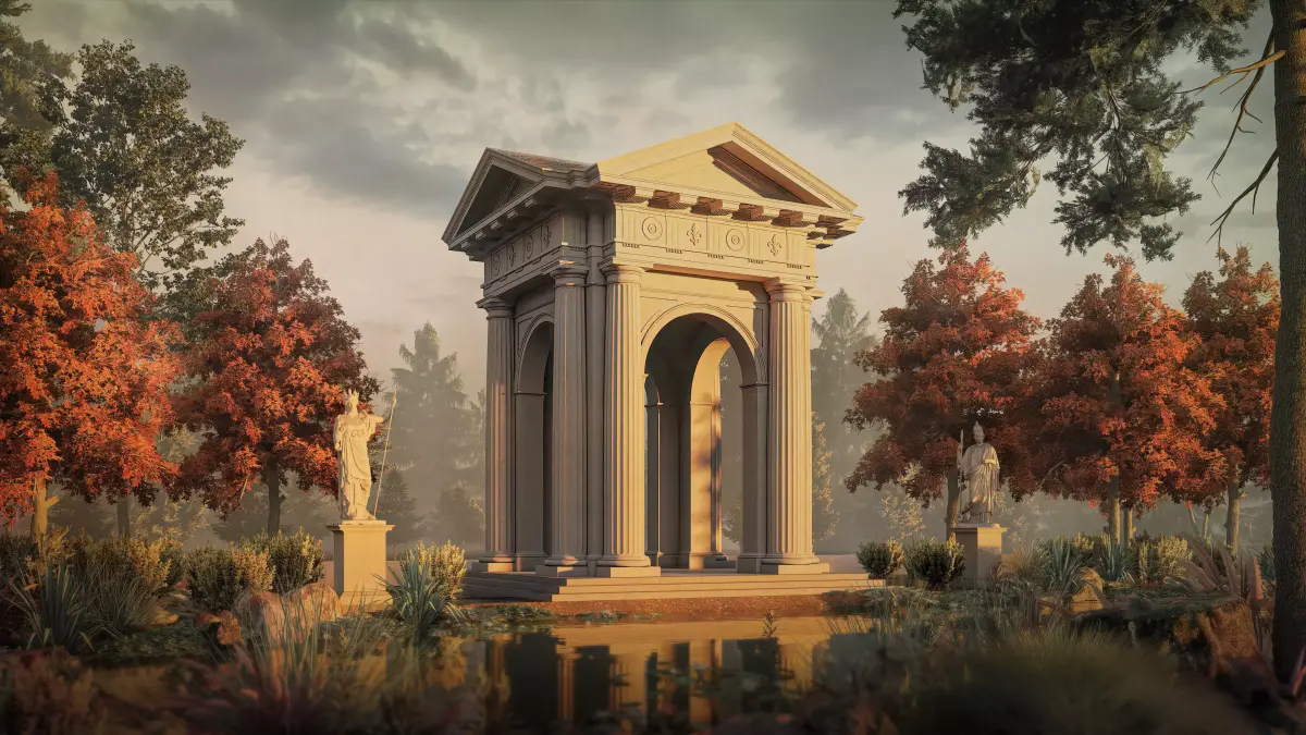 Arch gazebo portico Doric column  3D model