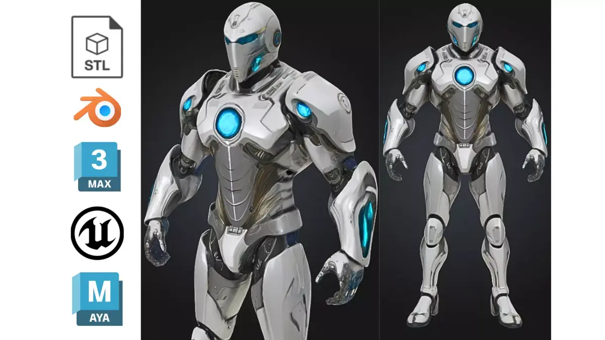 Futuristic Robot Android Low-poly 3D model