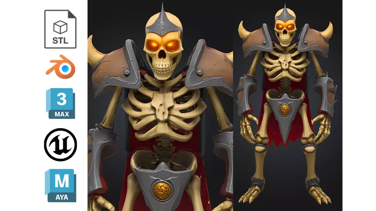 Skeleton Warrior Knight Fantasy Low-poly 3D model