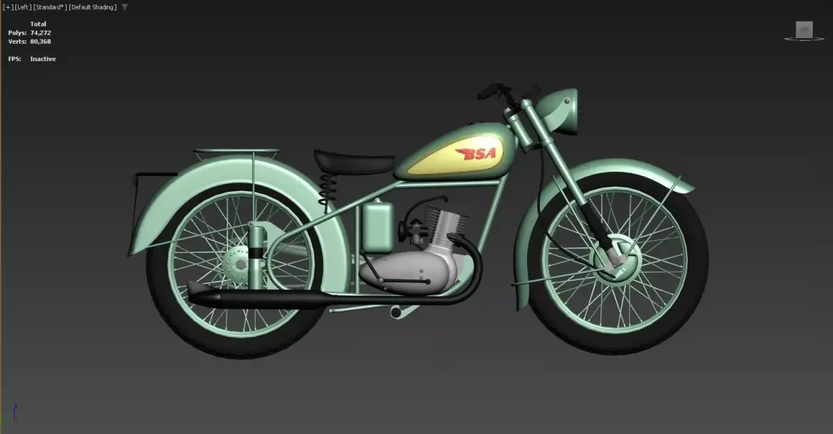 3D model of a vintage motorcycle Low-poly 3D model