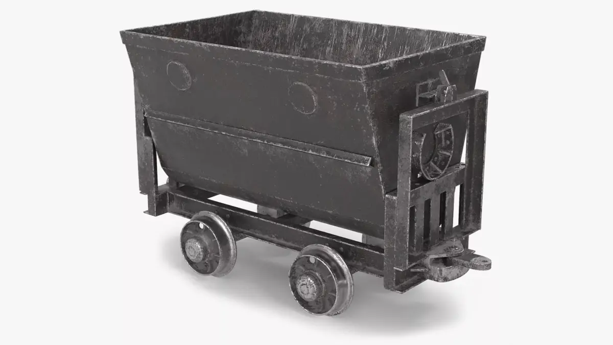 Worn Mine Wagon Black 3D model