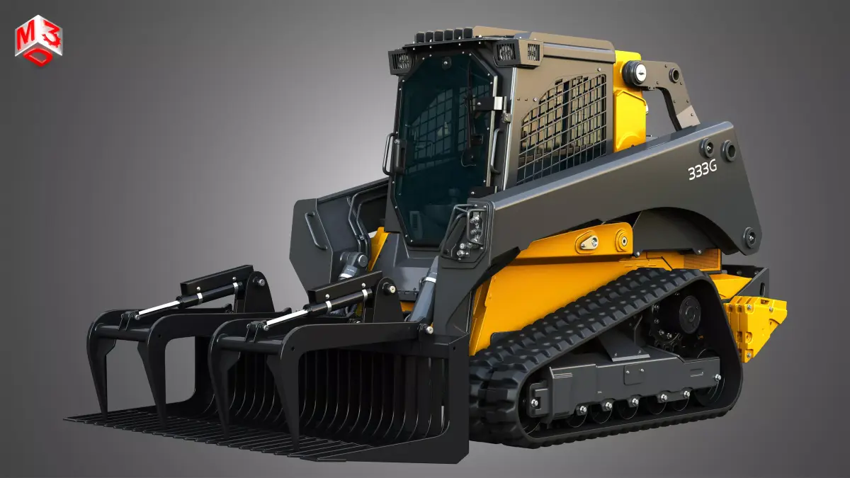 333G Compact Track Loader with Forestry Package - Rock Grapple 3D model