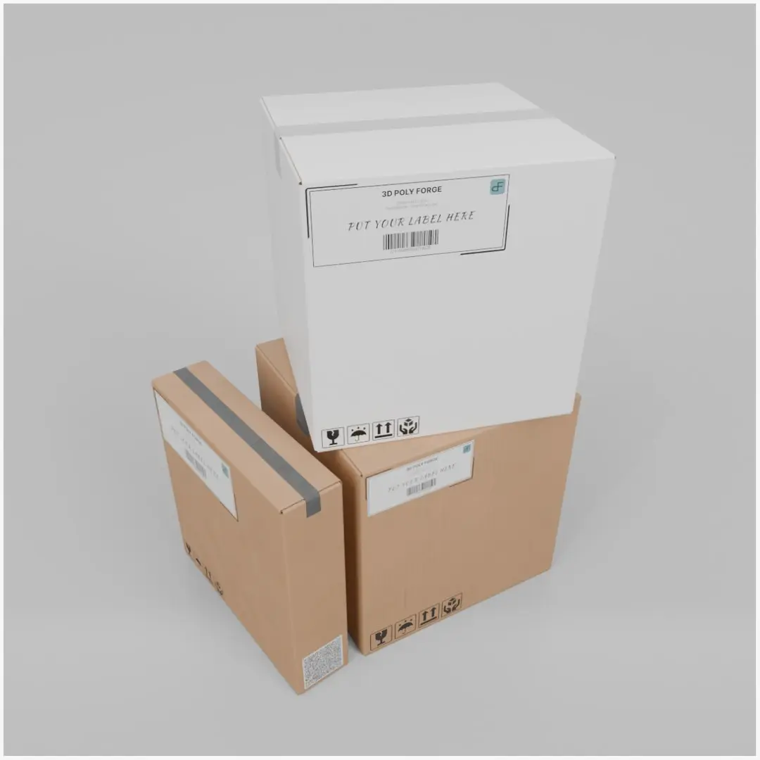 Premium White and Cube Box Trio – Rigged and Customizable 3D model