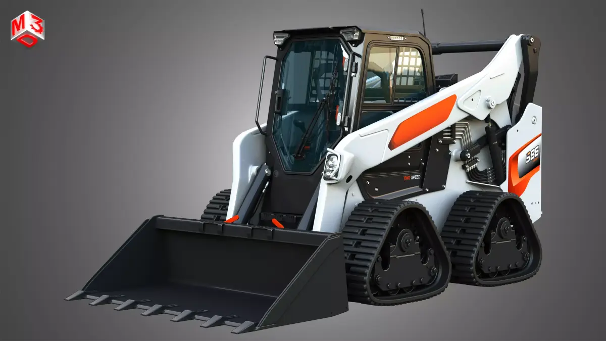 S86 Skid Steer Loader with Quad Track - Bucket 3D model