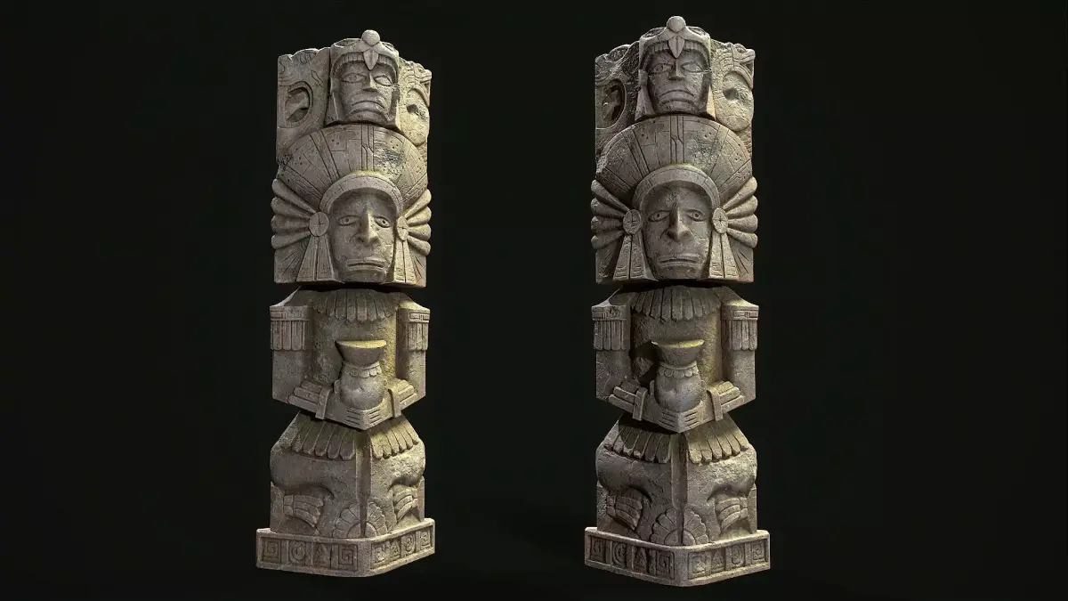 Statue Aztec medicine man Low-poly 3D model