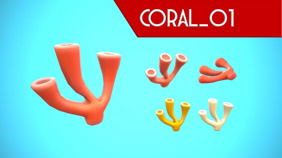 CORAL 01 CARTOON STYLIZED Low-poly 3D model