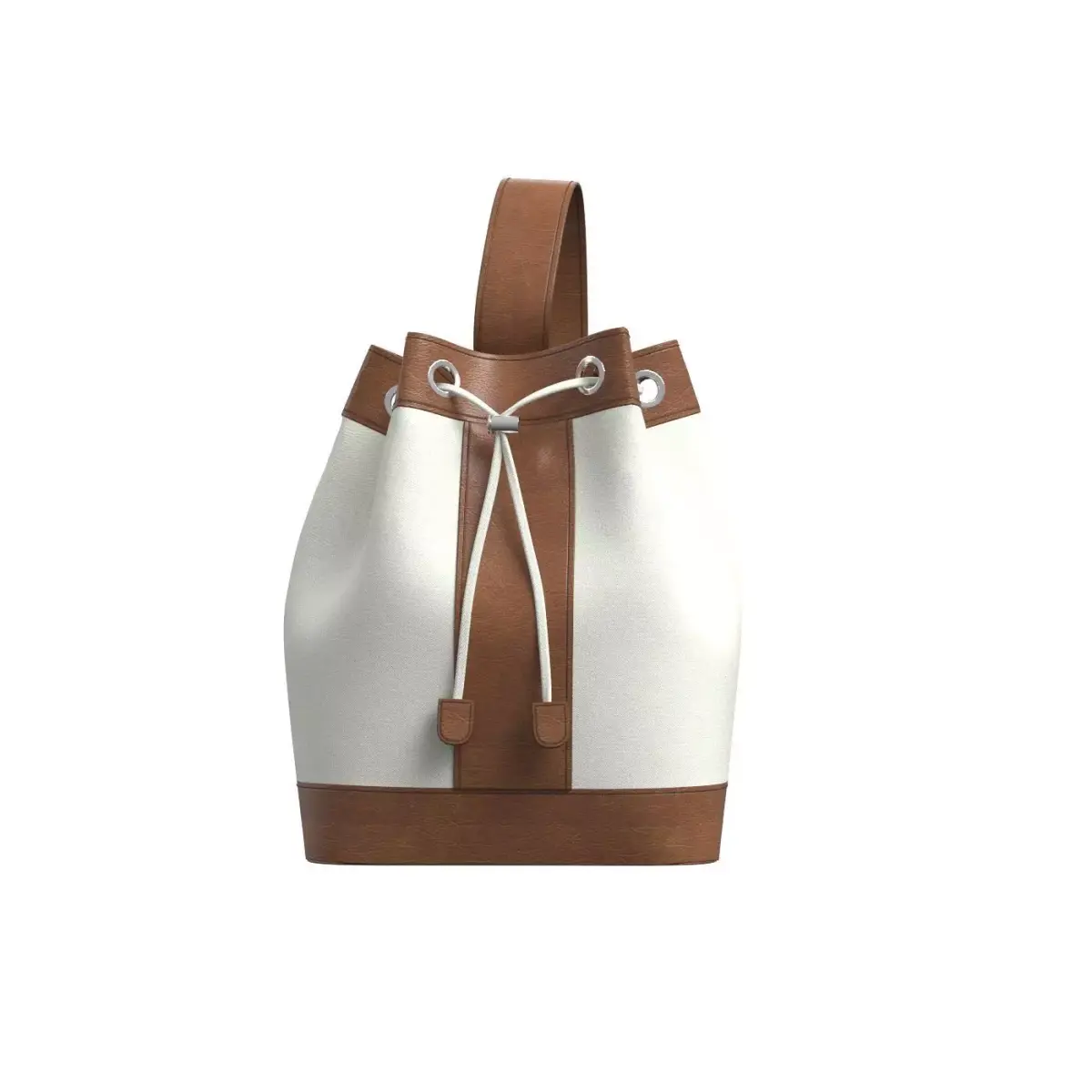 Brown Leather Sling Bucket Bag 3D model