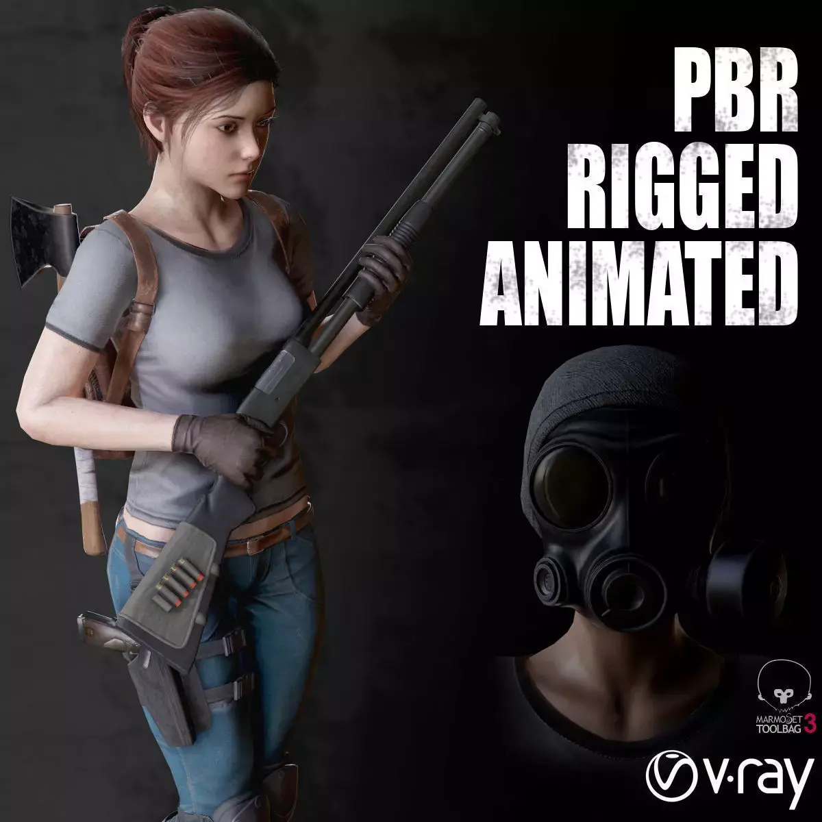 Female Survivor Low-poly 3D model