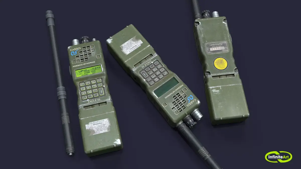 Transmitter three military radios Low-poly 3D model