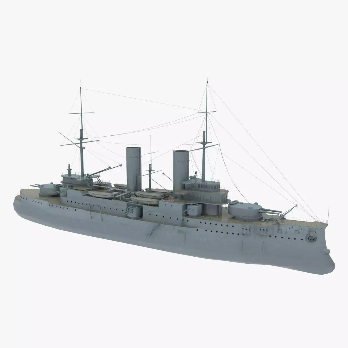 Russian battleship Slava Low-poly 3D model