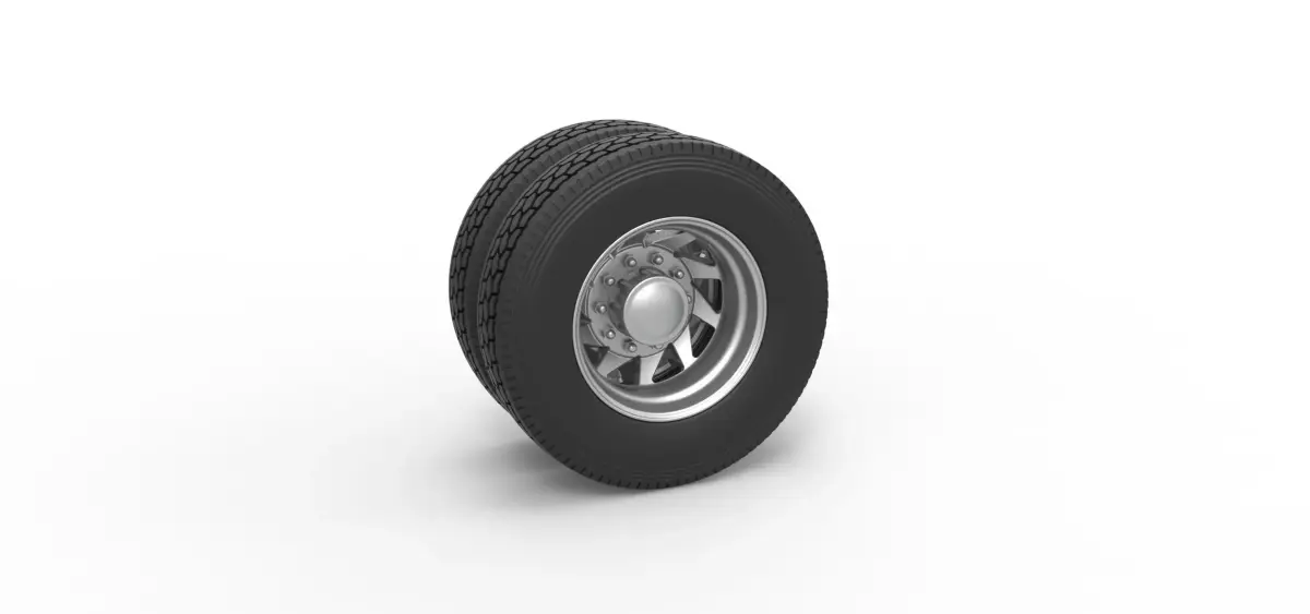 Rear custom wheel of semi truck Version 7 Scale 1 to 25 3D print model