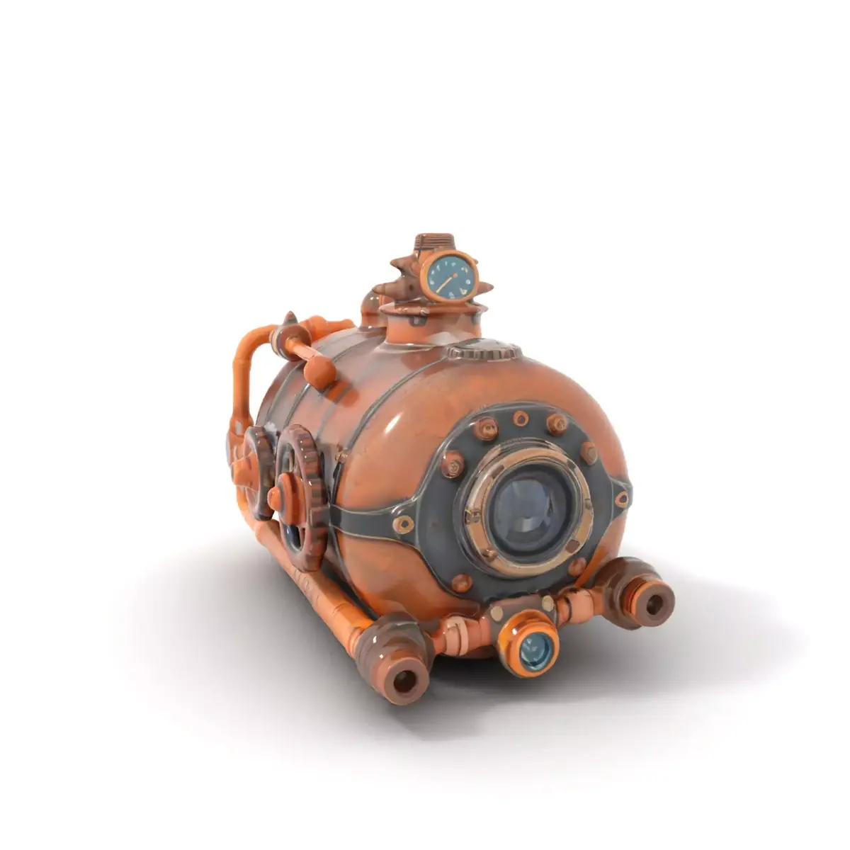 Steampunk Boiler Model Pack with Detailed Gauges and Pipes Low-poly 3D model