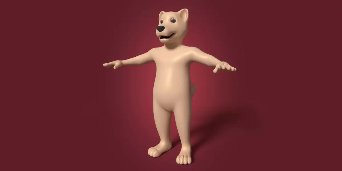 Cartoon Dog Wolf Mascot Free 3D model