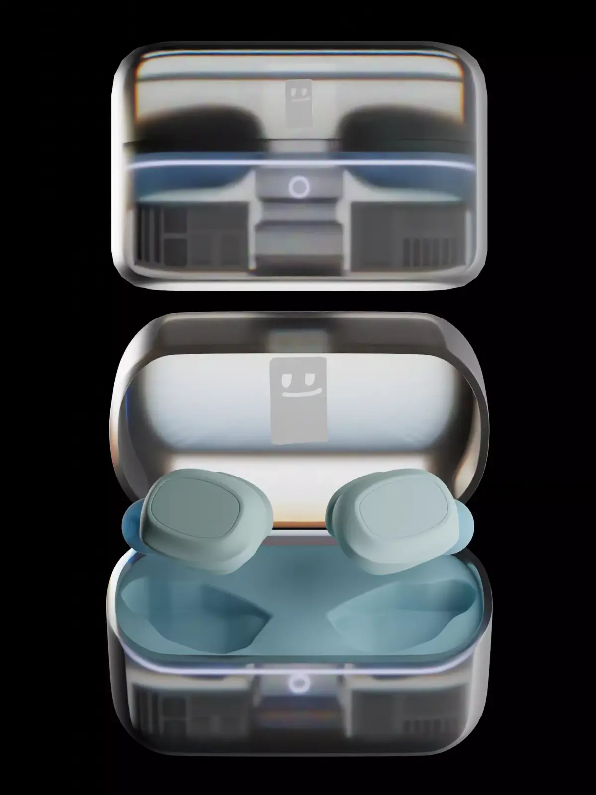Cartoon-Style Wireless Earphones with Case Free 3D model