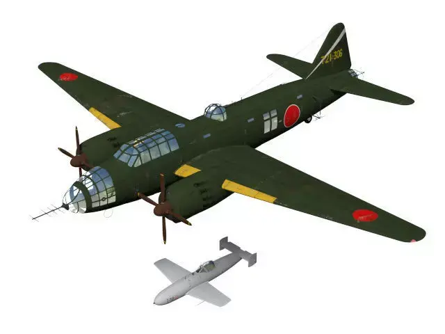 Mitsubishi G4M Betty Type24 tei and cherry blossom MXY-7 Type11 3D model
