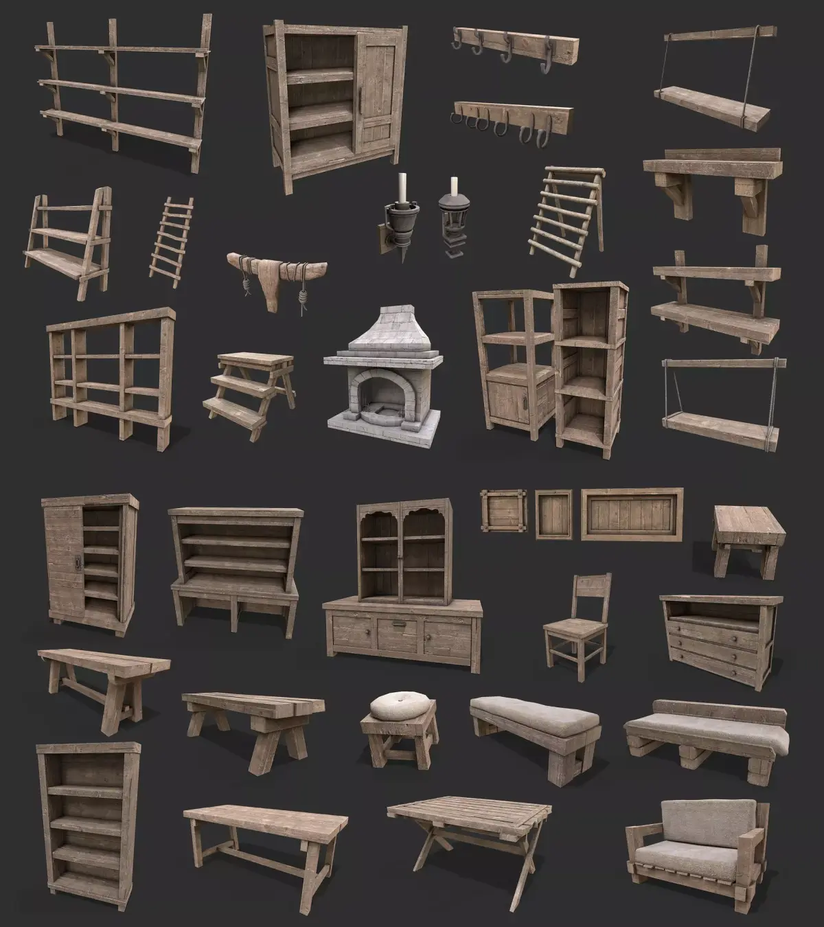 Medieval Living Room Collection 3D Model Pack