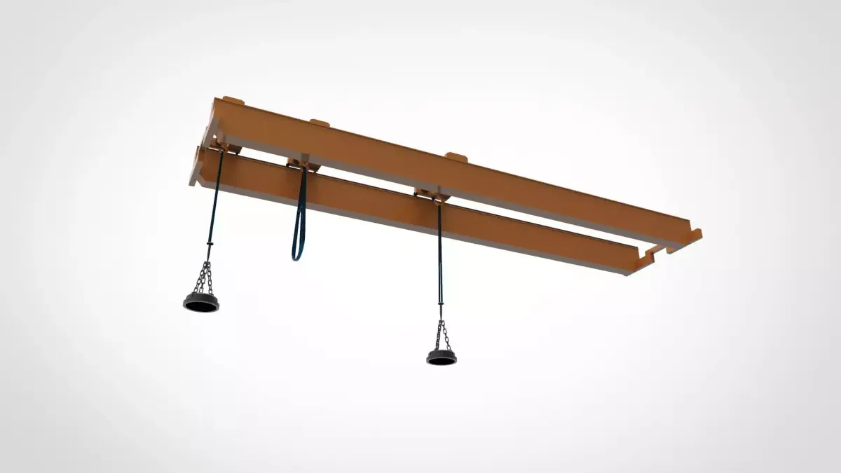 overhead crane equipped with a magnetic lifting system 3D model