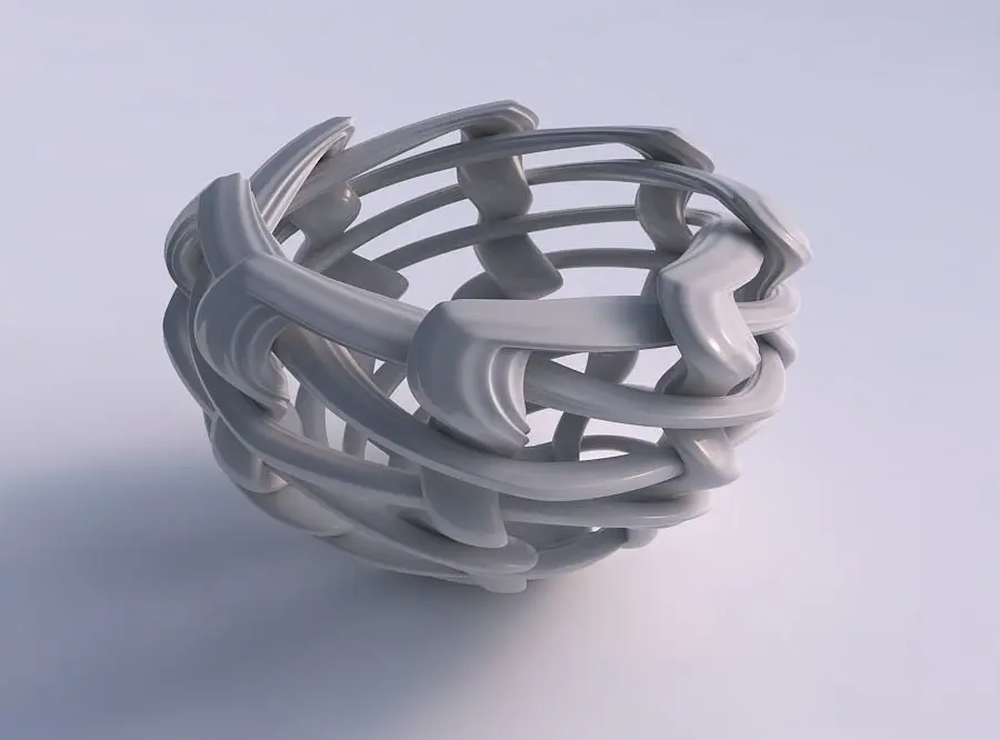 Vase wide on top part with interlacing lattice and extruded l... 3D print model