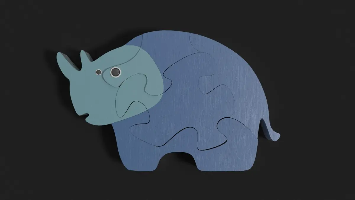 Hippo puzzle Free 3D model
