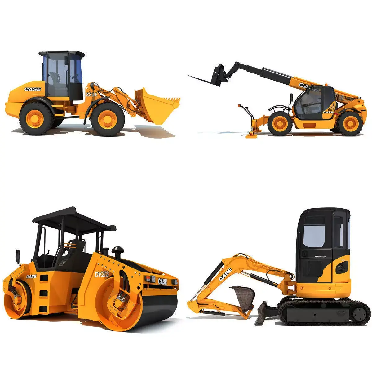 Set of 4 Industrial Machines 3D model
