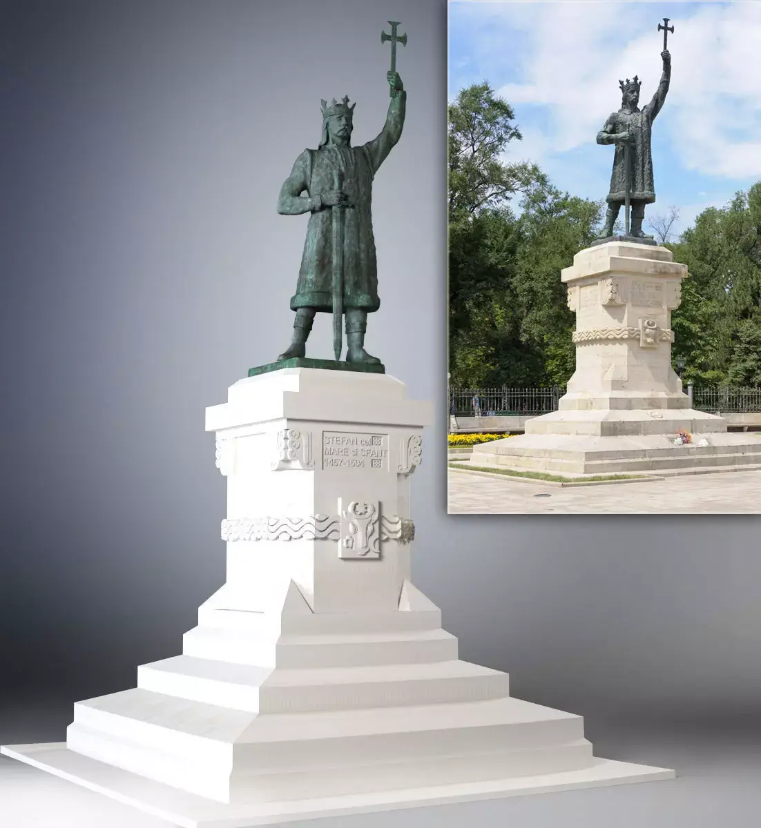 Statue of Stefan cel Mare si Sfant 3D model