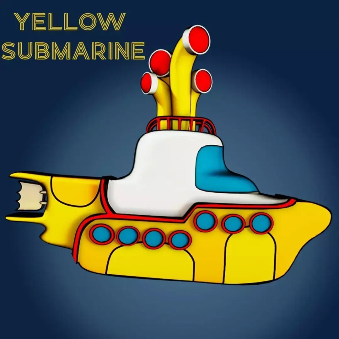 Yellow submarine cartoon 3D model