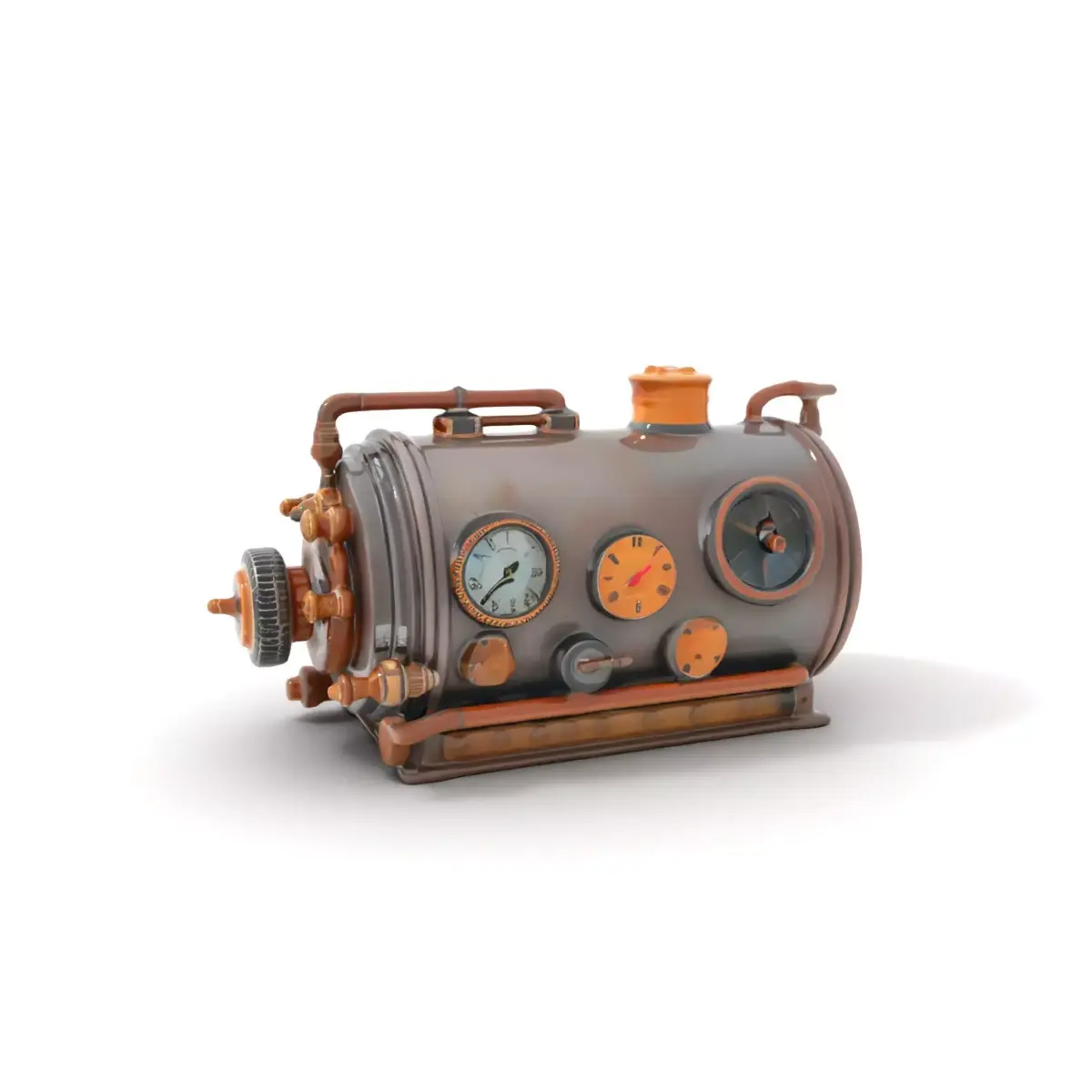 Steampunk Boiler Clock Instrument Model Pack Low-poly 3D model