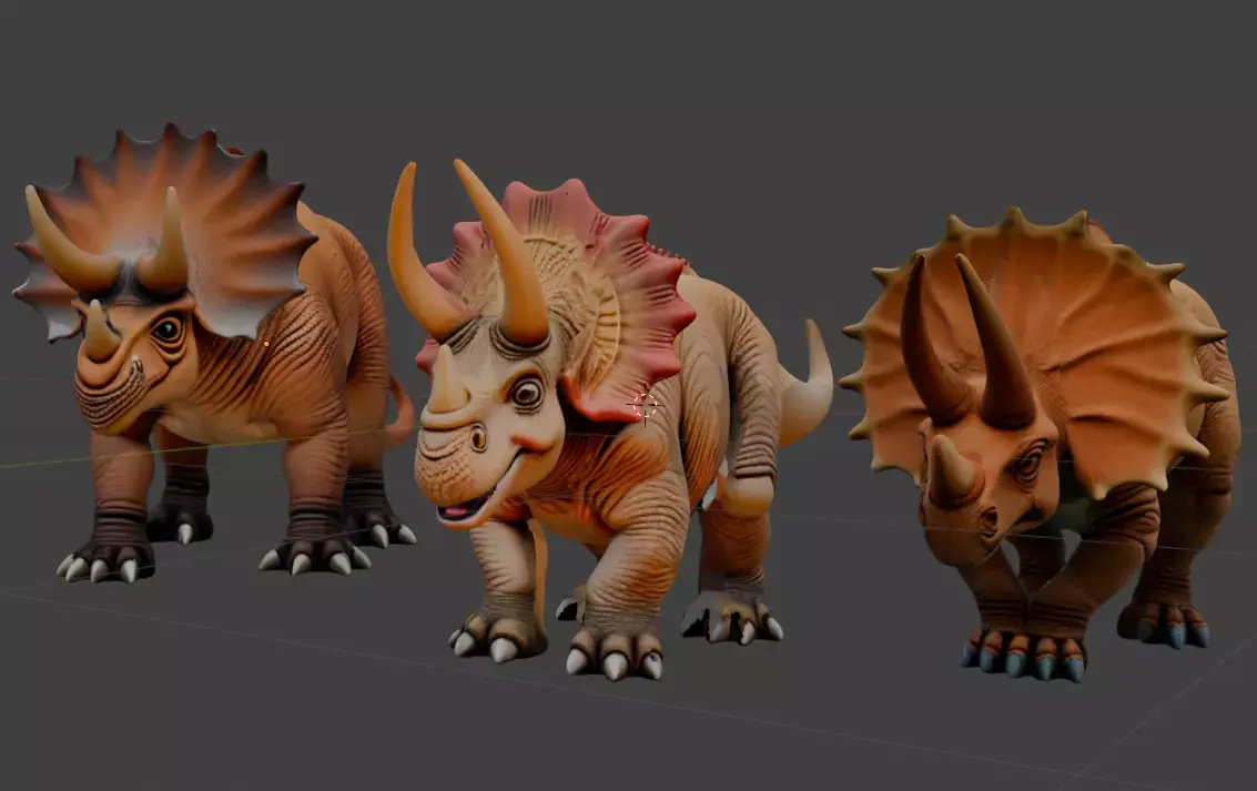 Triceratops 3D Model Pack  Stylized Dinosaurs for Game 3D model