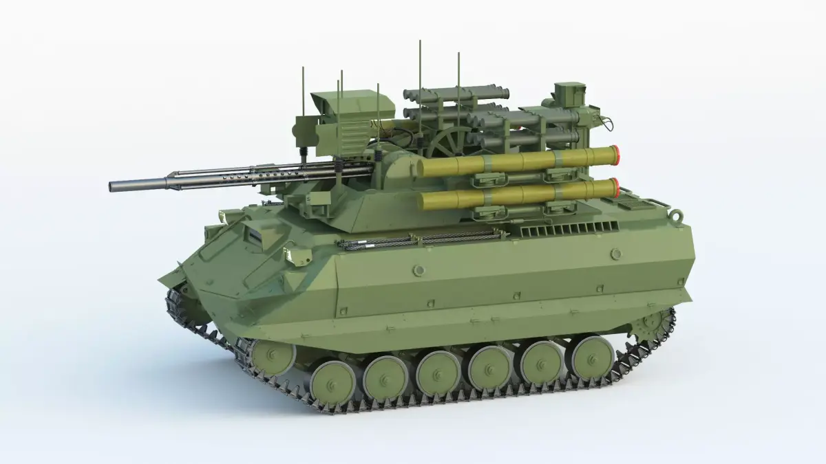 Uran-9 armored vehicle with machine gun 3D model