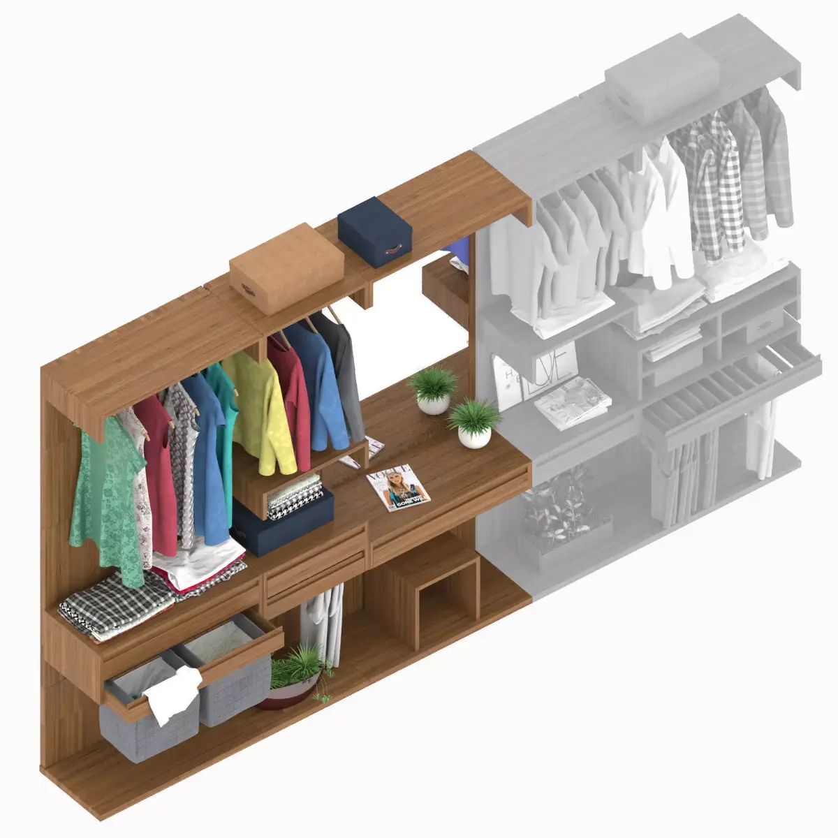 Wardrobe three part 1 3D model purchase