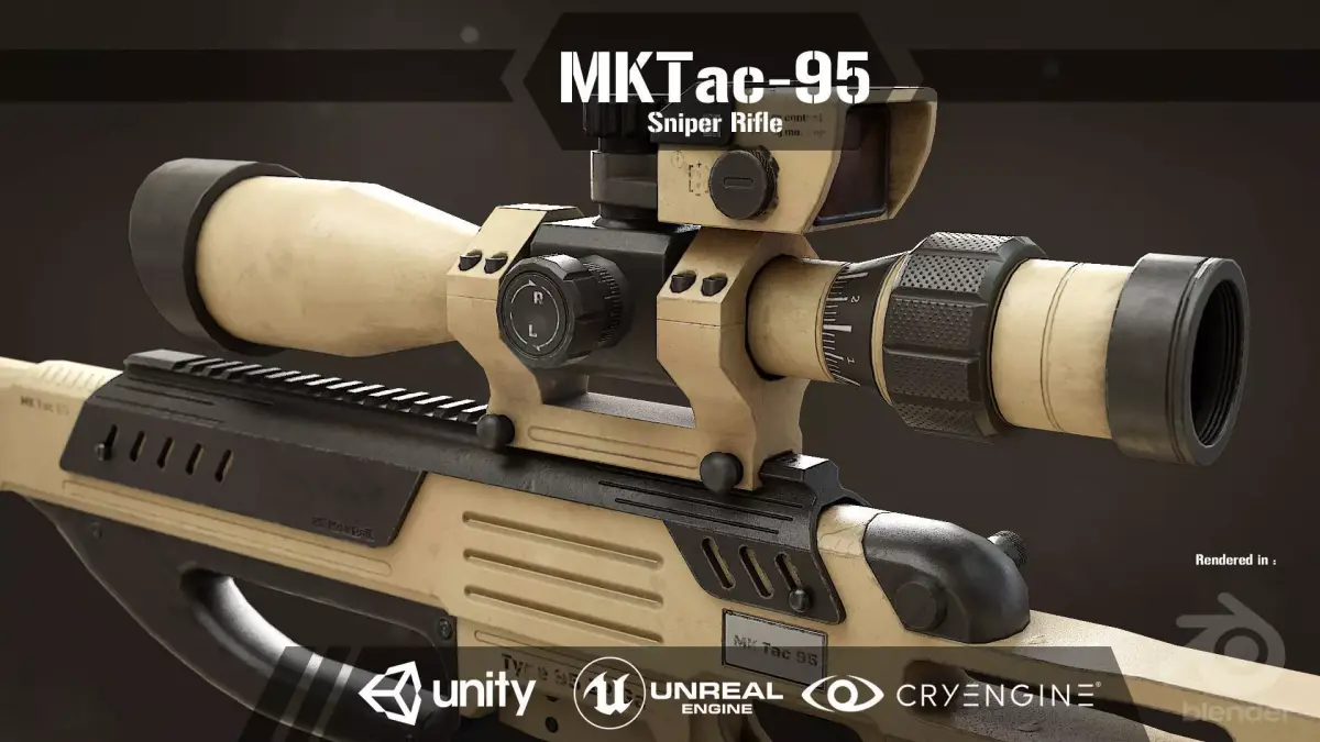 MK Tac-95 Sniper Rifle Low-poly 3D model