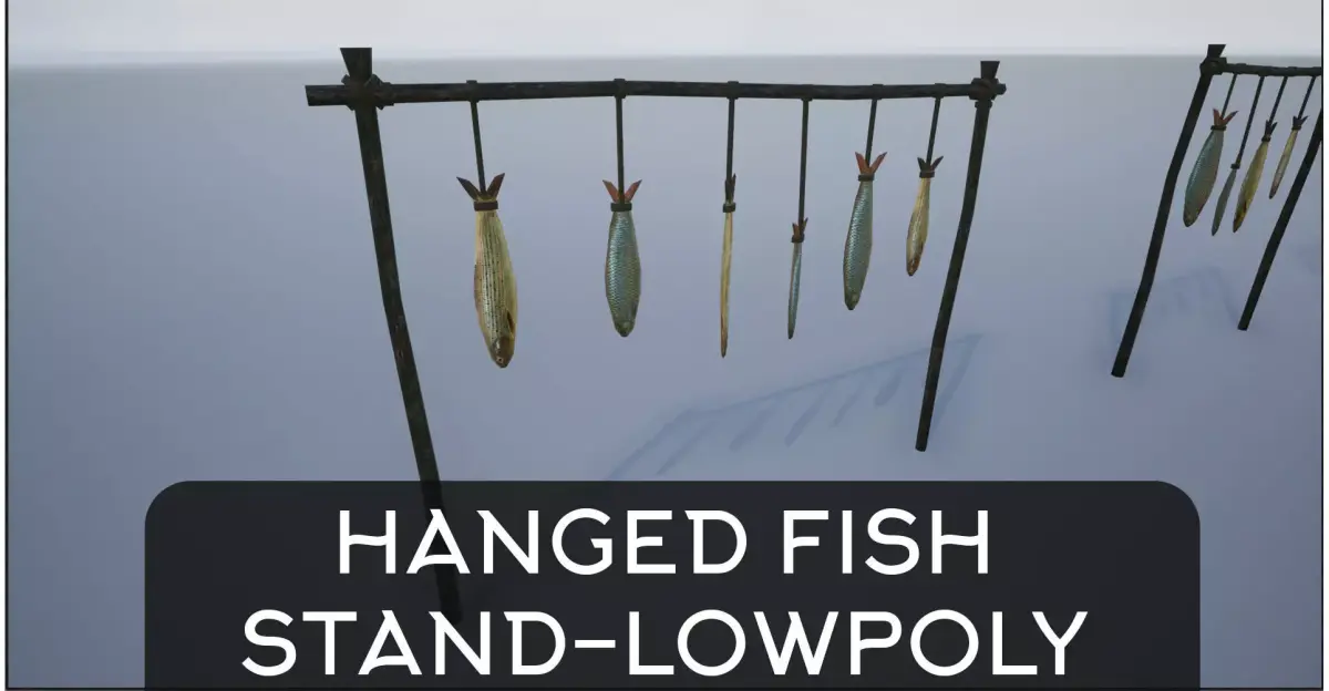 Lowpoly Hanged Fish Stand Low-poly 3D model