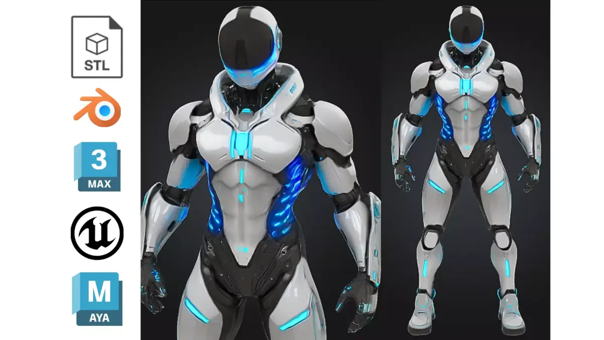 Sci-Fi Robot Warrior Low-poly 3D model
