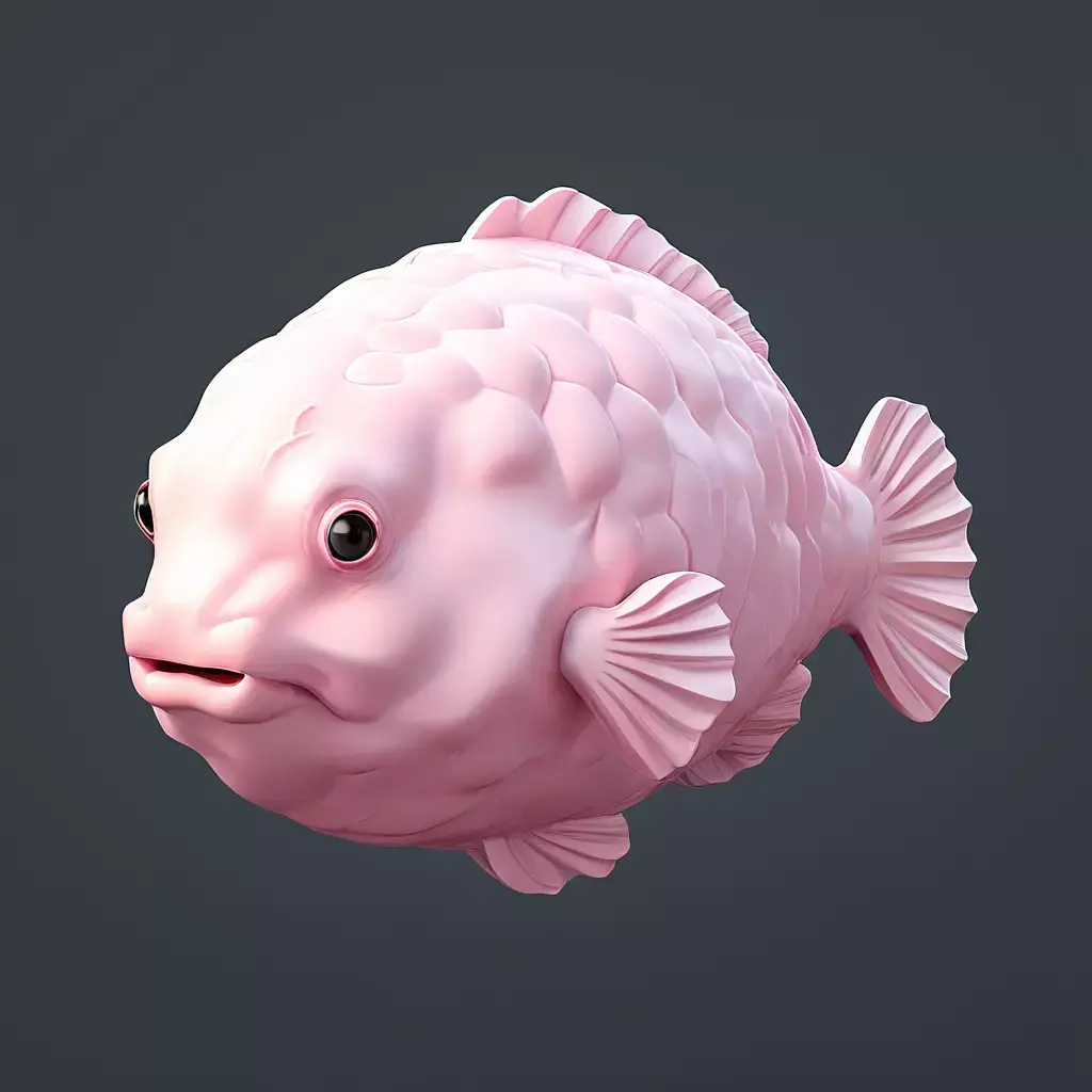 Stylized Pink Fish 3D Model Low-poly 3D model